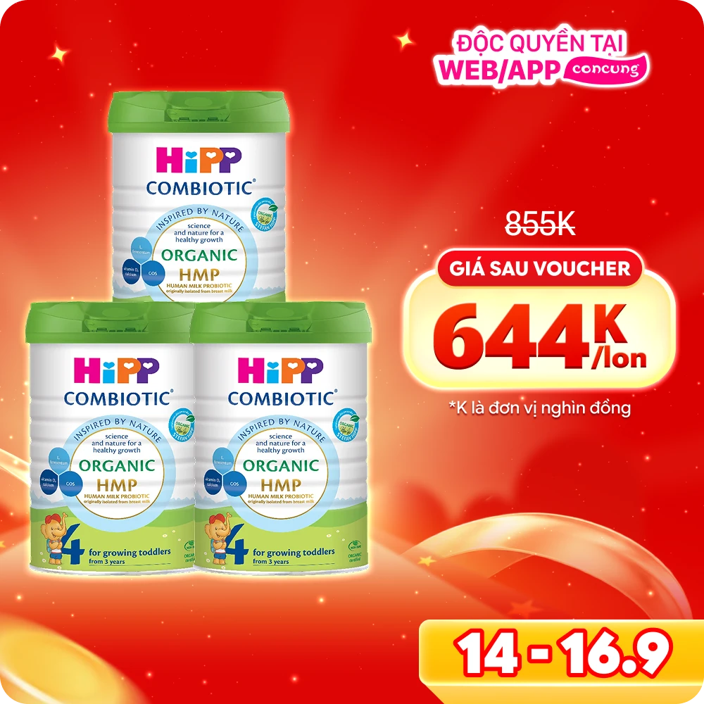 Combo 3 HiPP 4 Organic Combiotic 800g (Từ 3 tuổi)