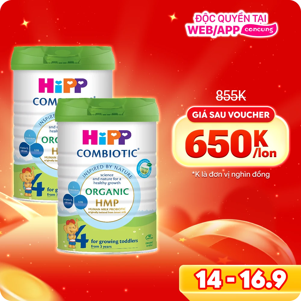 Combo 2 Sữa HiPP Organic Combiotic số 4 800g (từ 3 tuổi)