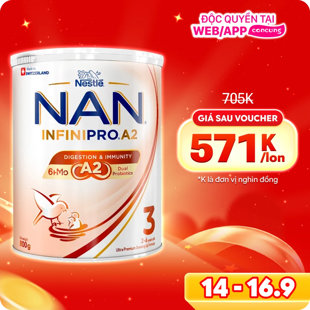 SPDDCT Nestlé NAN InfiniPro A2 3 800g (2-6 tuổi) (6HMO)