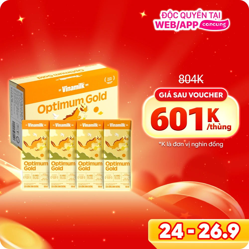 Thùng Sữa uống dinh dưỡng Optimum Gold 180ml (Lốc 4 hộp) new