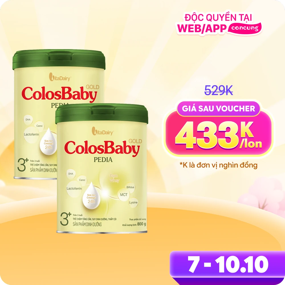 Combo Lon 2 Colosbaby Gold Pedia 3+ 800g - M