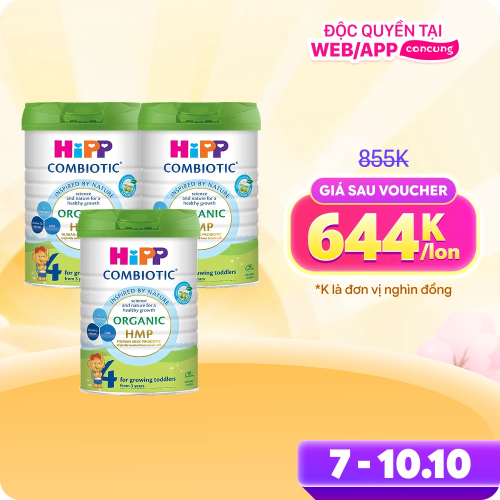 Combo 3 HiPP 4 Organic Combiotic 800g (Từ 3 tuổi)