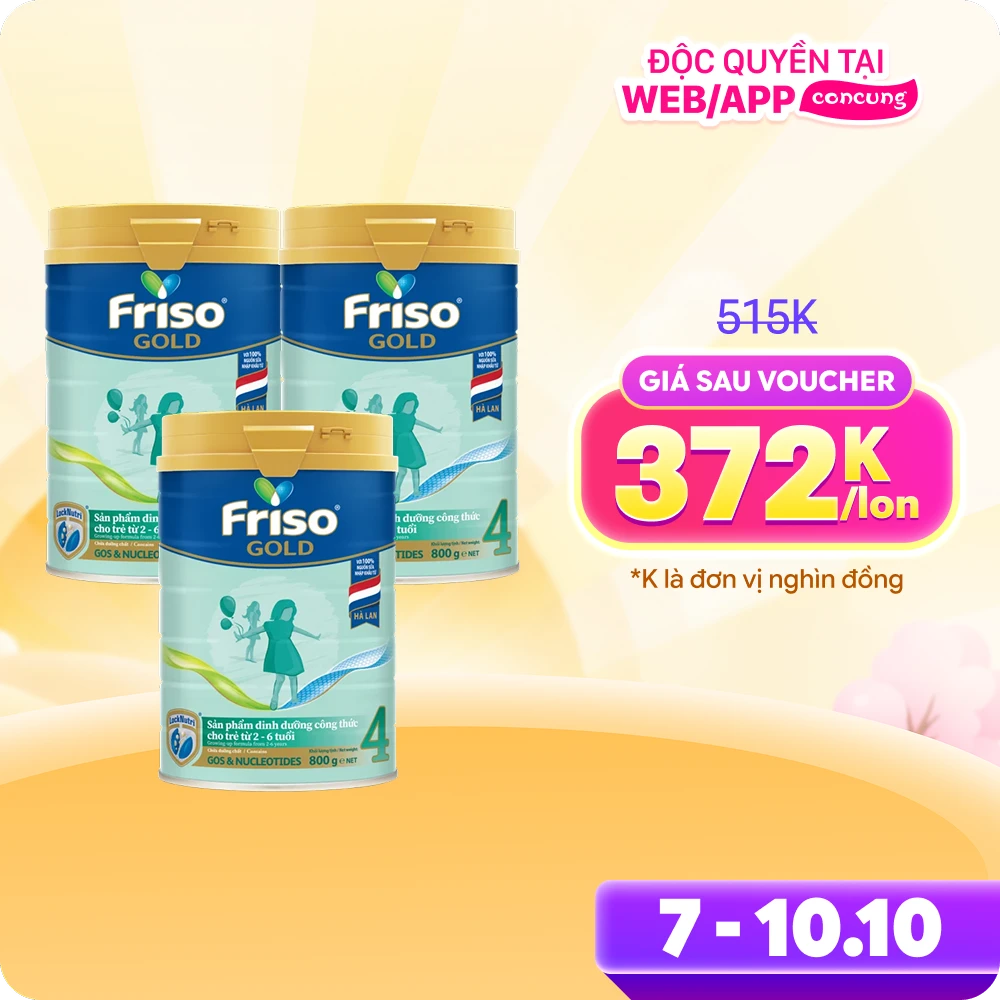 Combo 3 lon Friso Gold 4, 2 - 6 tuổi (800gr)