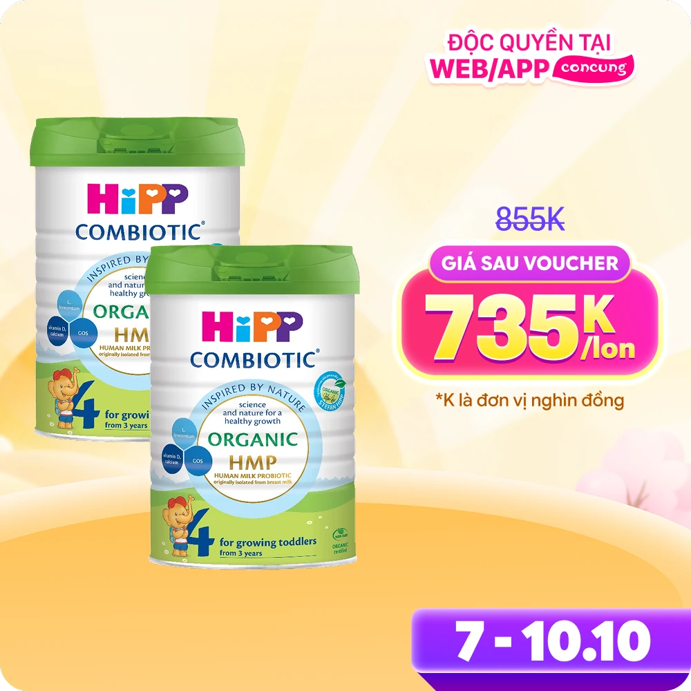 Combo 2 Sữa HiPP Organic Combiotic số 4 800g (từ 3 tuổi)