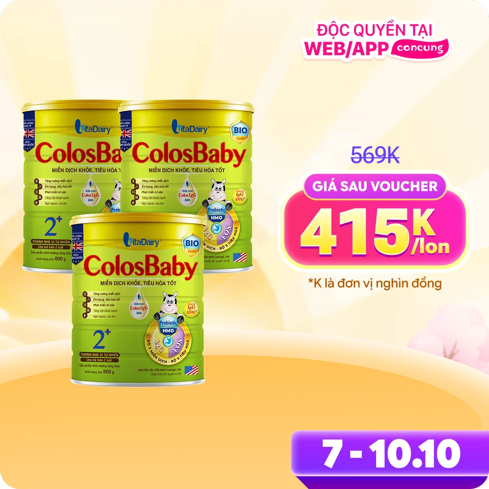 Combo 3 Sữa Colosbaby Bio Gold 2+ 800g (từ 2 tuổi)