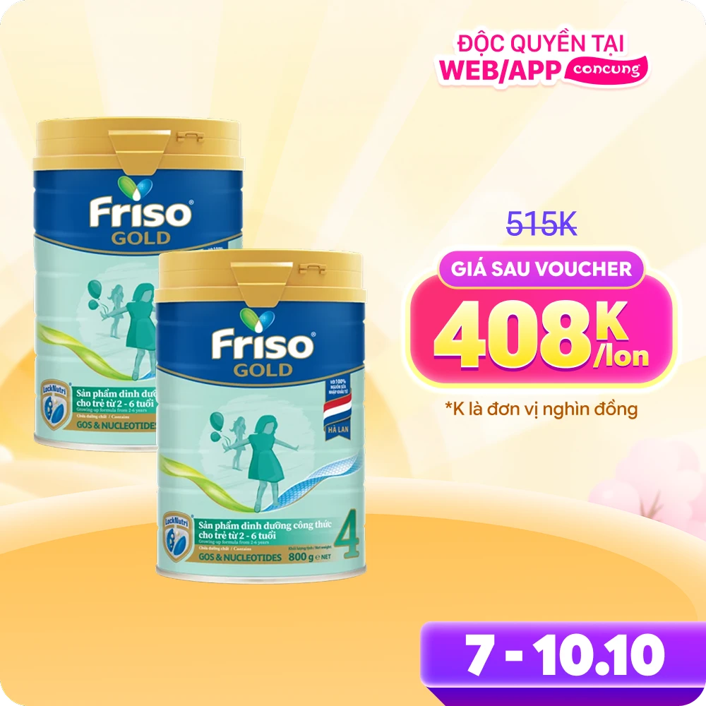 Combo 2 lon Friso Gold 4, 2 - 6 tuổi (800gr)