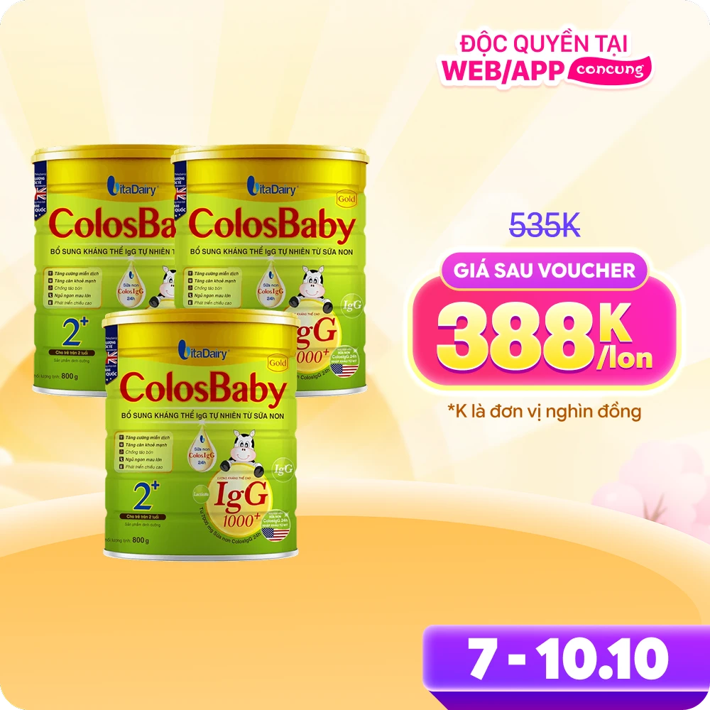 Combo 3 Sữa ColosBaby Gold 2+ 800g (Trên 2 tuổi)