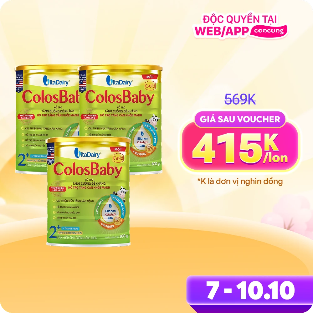 Combo 3 Sữa ColosBaby Gold 2+ 800g - S (Trên 2 tuổi)
