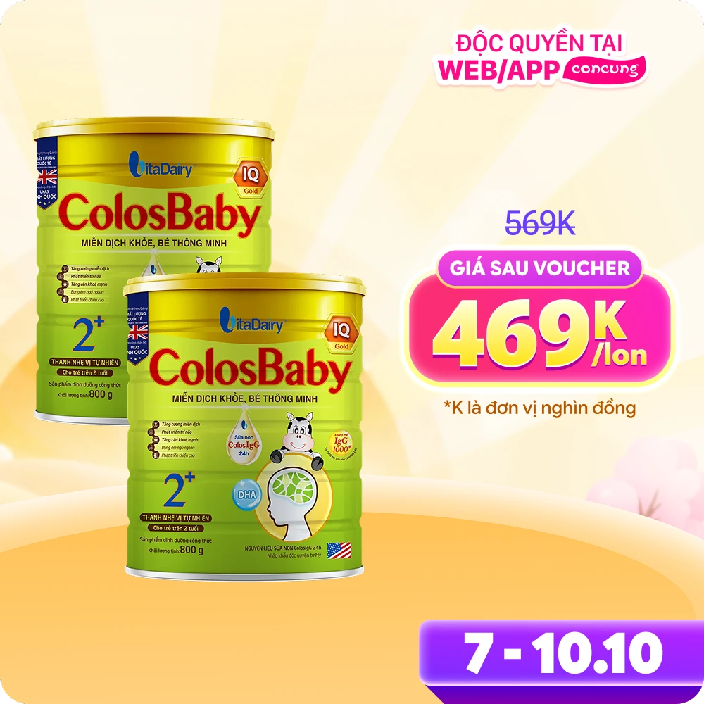 Combo 2 Sữa Colosbaby IQ Gold 2+ 800g (từ 2 tuổi)