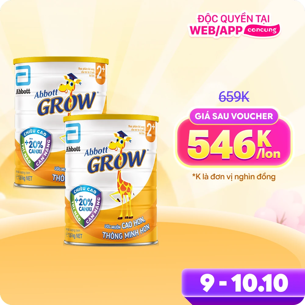 Combo 2 Sữa Abbott Grow 2+ 1,6kg (trên 2 tuổi)