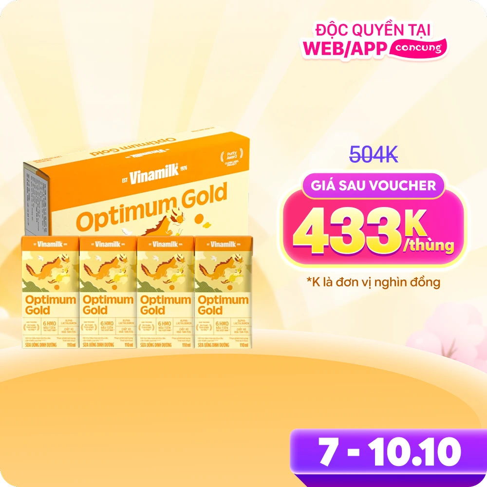 Thùng Sữa uống dinh dưỡng Optimum Gold 110ml (Lốc 4 hộp) new