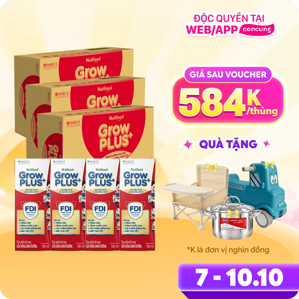 Combo 3 Thùng SPDDPS GrowPLUS+ 180ml (lốc 4 hộp)