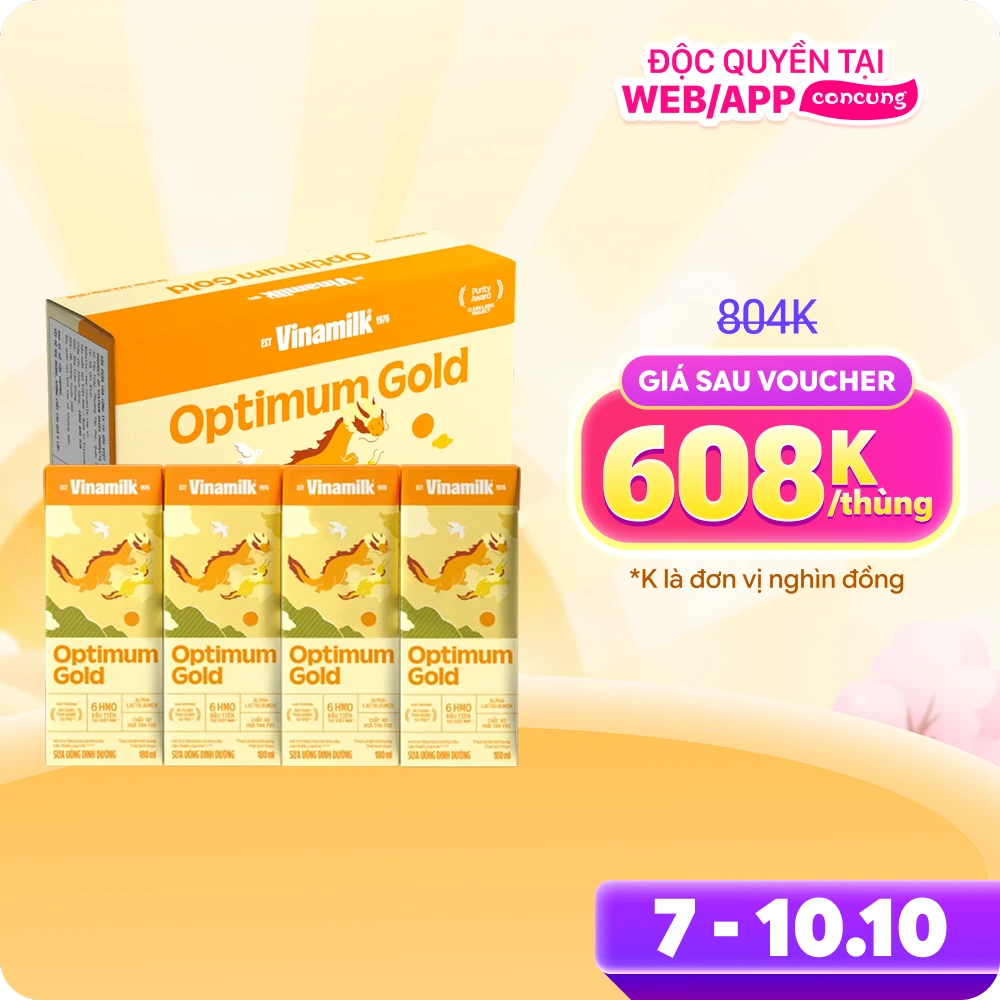 Thùng Sữa uống dinh dưỡng Optimum Gold 180ml (Lốc 4 hộp) new