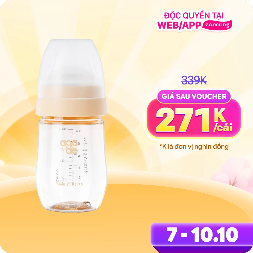 Bình sữa PPSU Aga-ae 180ml (Vàng)
