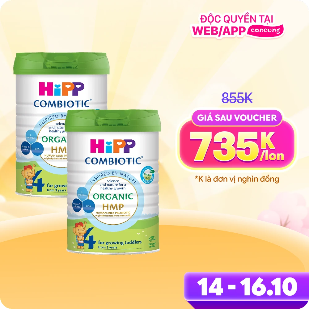 Combo 2 Sữa HiPP Organic Combiotic số 4 800g (từ 3 tuổi)