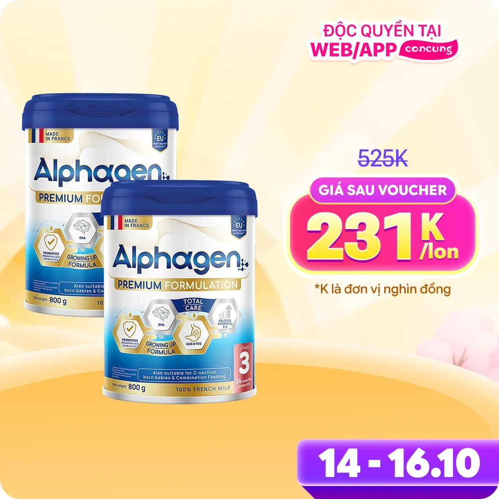 Combo 2 Sữa Alphagen Premium Formulation Total Care Growing Up Formula 800g (từ 24 tháng trở lên)