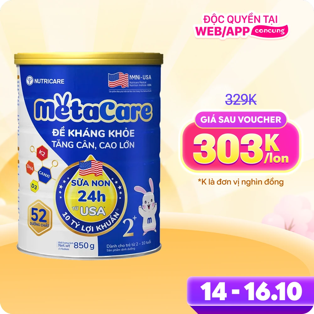 Sữa Metacare Eco 2+ 850g (2-3 tuổi)