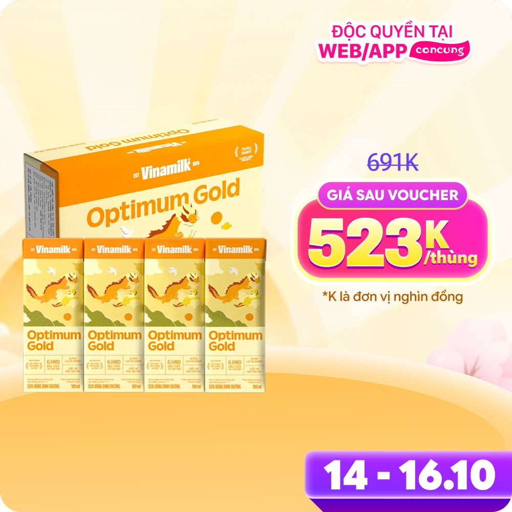 Thùng Sữa uống dinh dưỡng Optimum Gold 180ml (Lốc 4 hộp) new