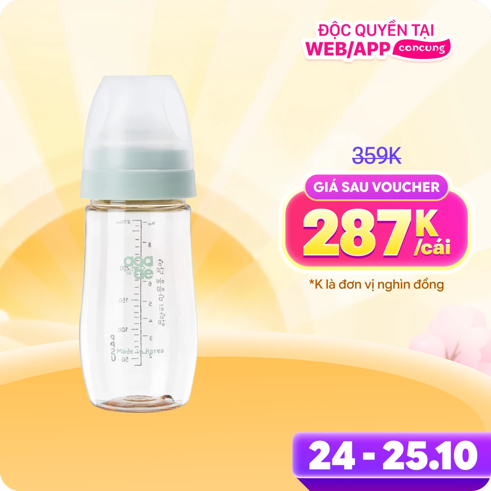 Bình sữa PPSU Aga-ae 270ml (Xanh)