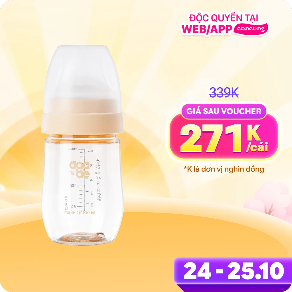 Bình sữa PPSU Aga-ae 180ml (Vàng)