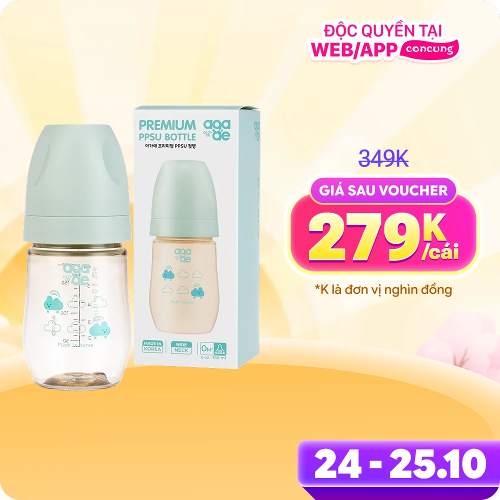 Bình sữa PPSU Aga-ae cao cấp 180ml (mây xanh)