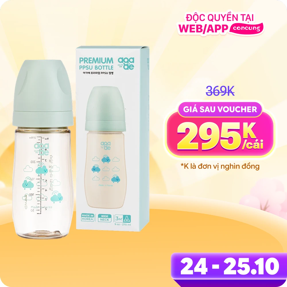 Bình sữa PPSU Aga-ae cao cấp 270ml (mây xanh)