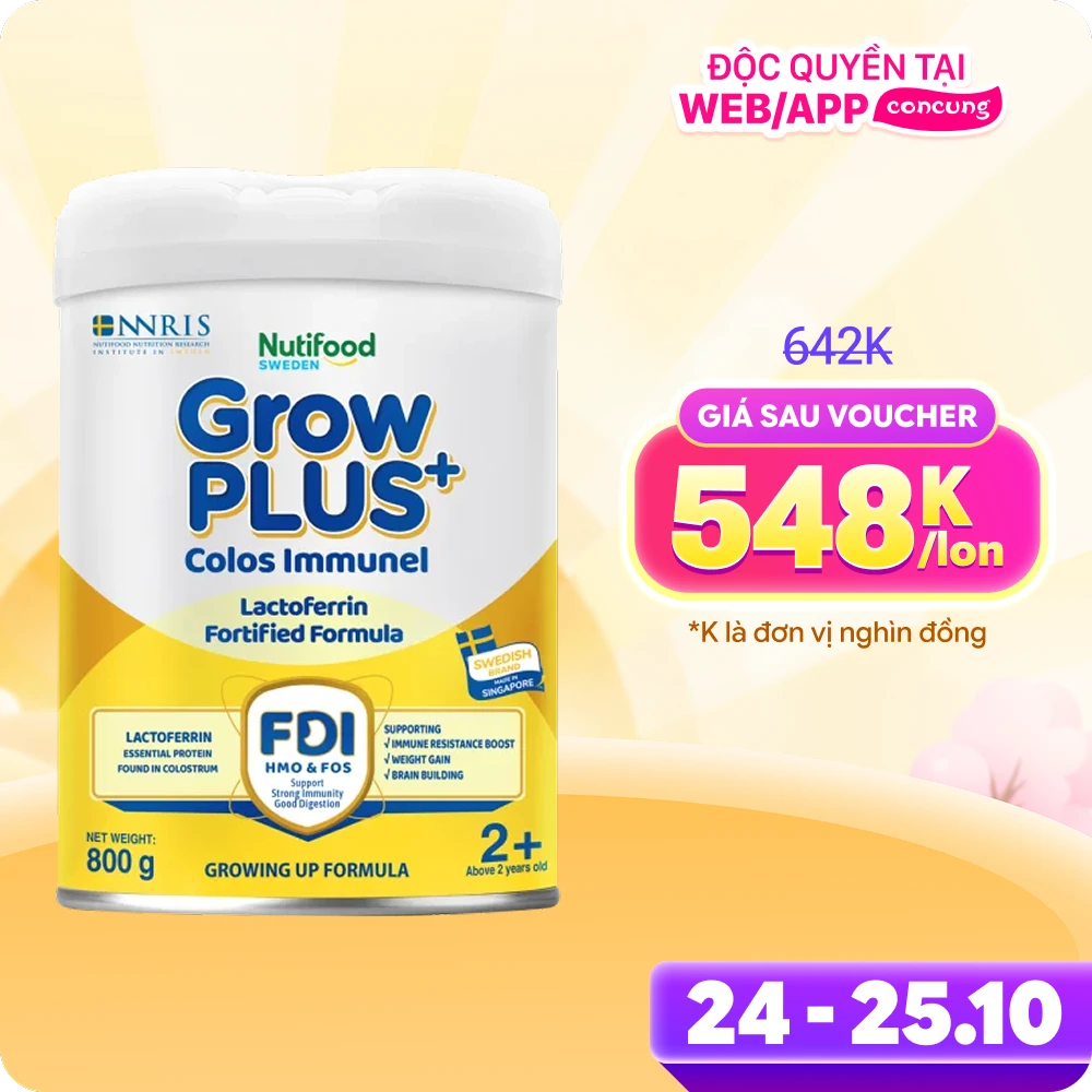 Sữa GrowPLUS+ Colos Immunel 2+, 800g ( trên 2 tuổi) (Giao bao bì ngẫu nhiên)