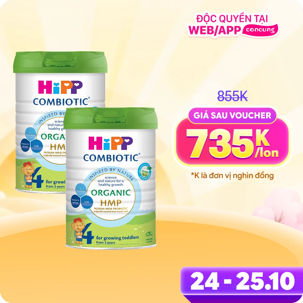 Combo 2 Sữa HiPP Organic Combiotic số 4 800g (từ 3 tuổi)