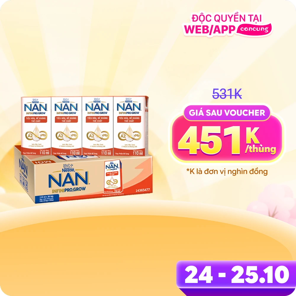 1 thùng Thực phẩm bổ sung NESTLE NAN INFINIPRO GROW 9(4x110ml)