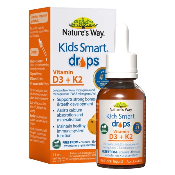 Vitamin D3K2 Organic Nature&rsquo;s Way được l&agrave;m từ dầu hướng dương, an to&agrave;n để bổ sung cho b&eacute; v&agrave;o m&ugrave;a đ&ocirc;ng.