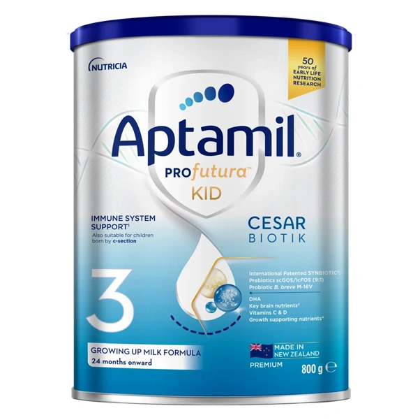 Sữa Aptamil chứa c&ocirc;ng thức Synbiotic nhằm tăng cường chức năng hệ đường ruột, ph&ugrave; hợp cho b&eacute; đi học hay bị ốm.