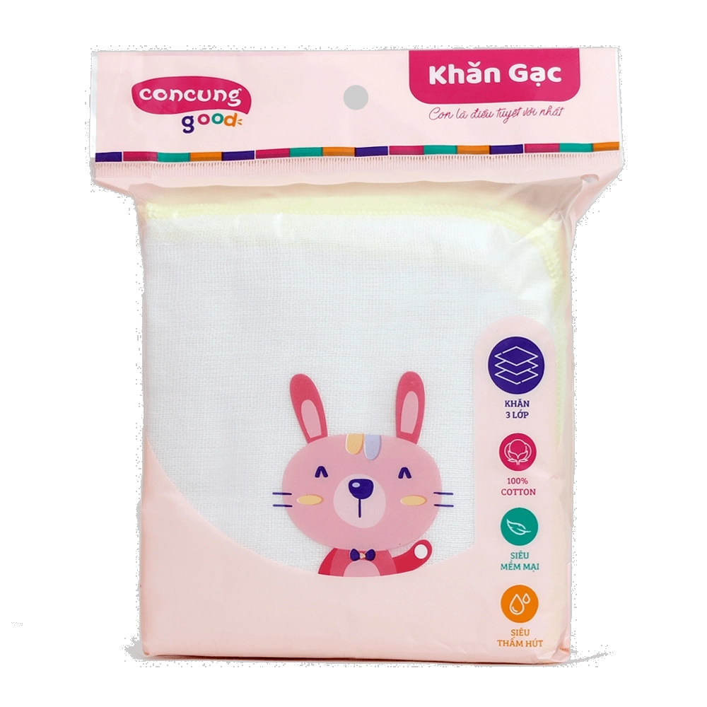 Khăn gạc ConCung Good kích thước 25x28cm,10 chiếc/ bịch