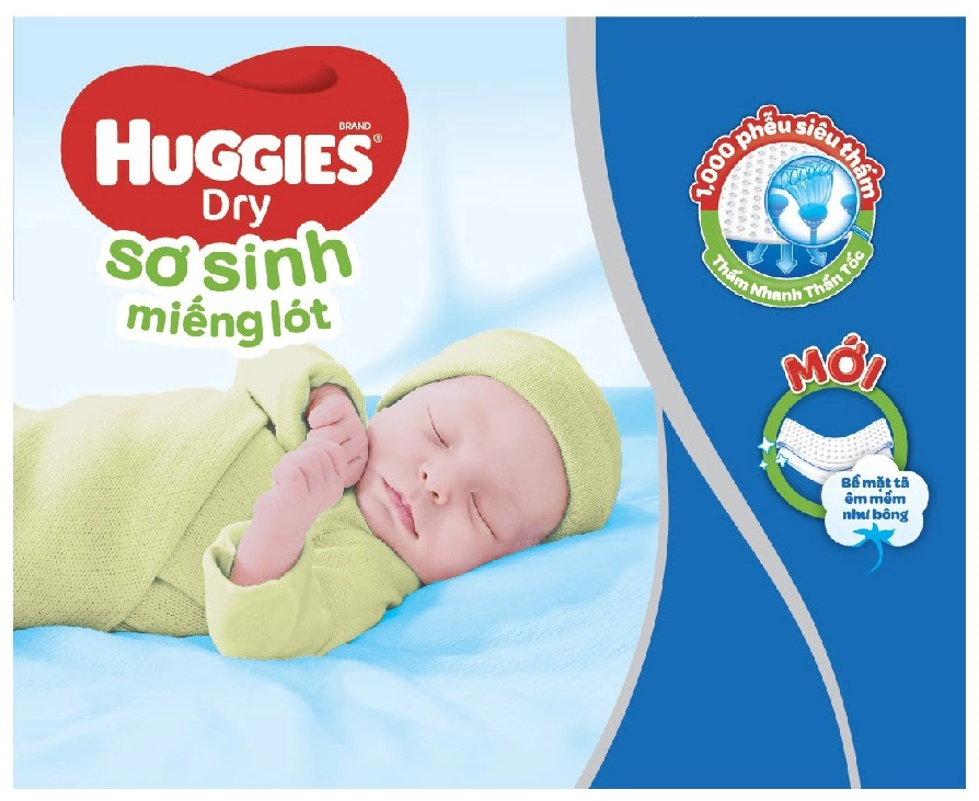 Miếng lót Huggies (Newborn 1, dưới 5kg, 100 miếng) (Nguồn: Con Cưng)