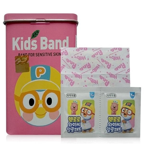    Băng keo cá nhân Kids Band (Pororo - Loại hộp thiếc màu hồng)
