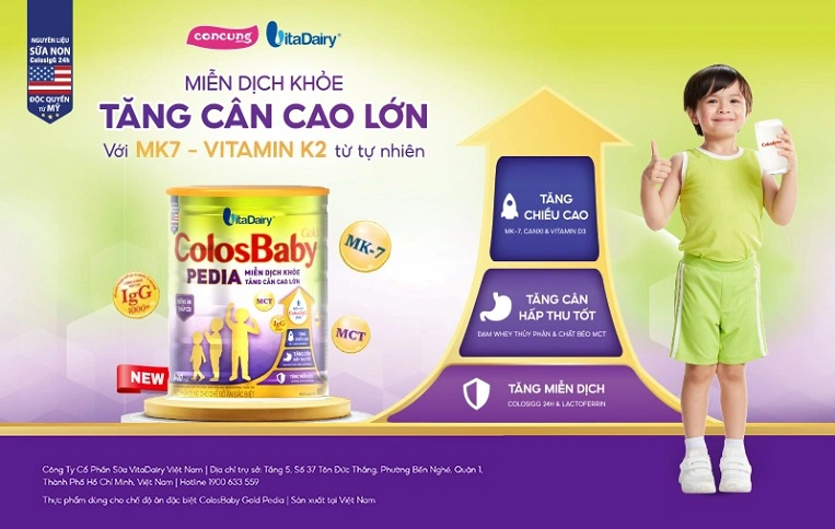 sữa colosbaby gold pedia giúp bé tăng cân cao lớn