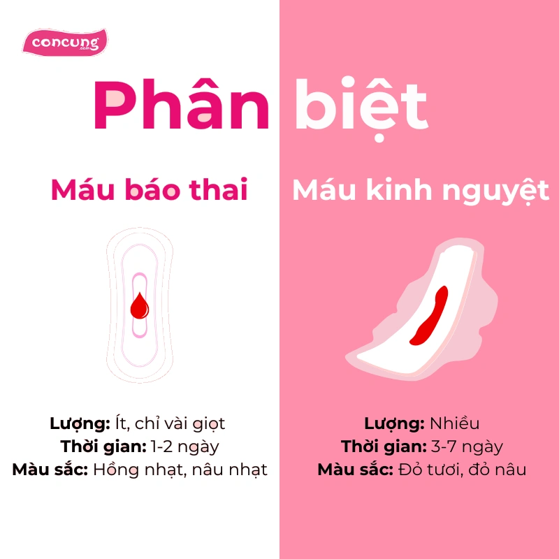máu báo thai và máu kinh nguyệt khác nhau