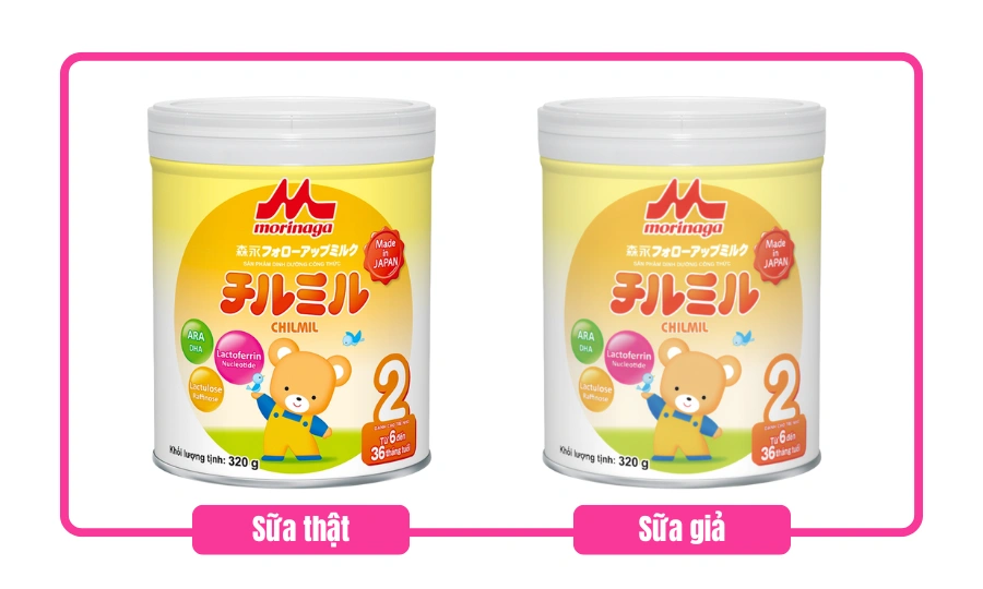 Nhận biết sữa Morinaga giả bằng bao bì.