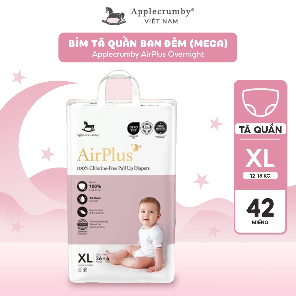 Review thực tế bỉm Applecrumby ban đ&ecirc;m đến từ Malaysia.