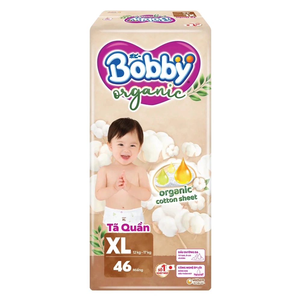 Bobby Organic được l&agrave;m từ nguy&ecirc;n liệu thi&ecirc;n nhi&ecirc;n, hạn chế nguy cơ hăm t&atilde; cho b&eacute; khi ngủ v&agrave;o ban đ&ecirc;m.