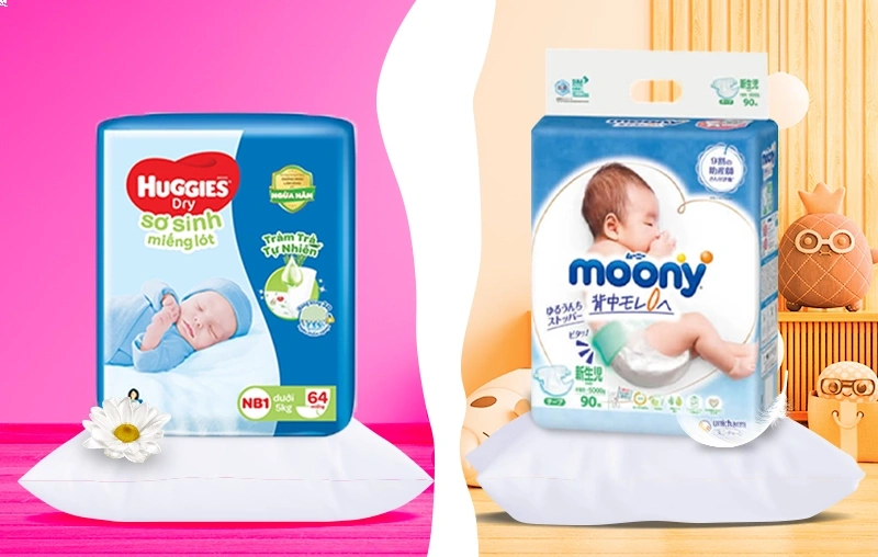Bỉm Huggies hay bỉm Moony tốt hơn cho b&eacute;?