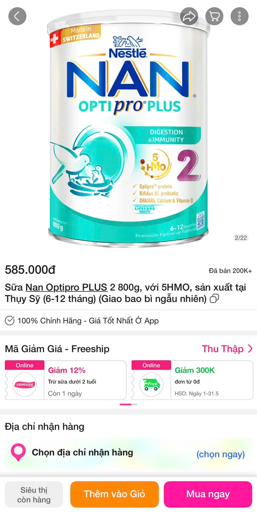 Mua sữa NAN Nga ch&iacute;nh h&atilde;ng tại App Con Cưng