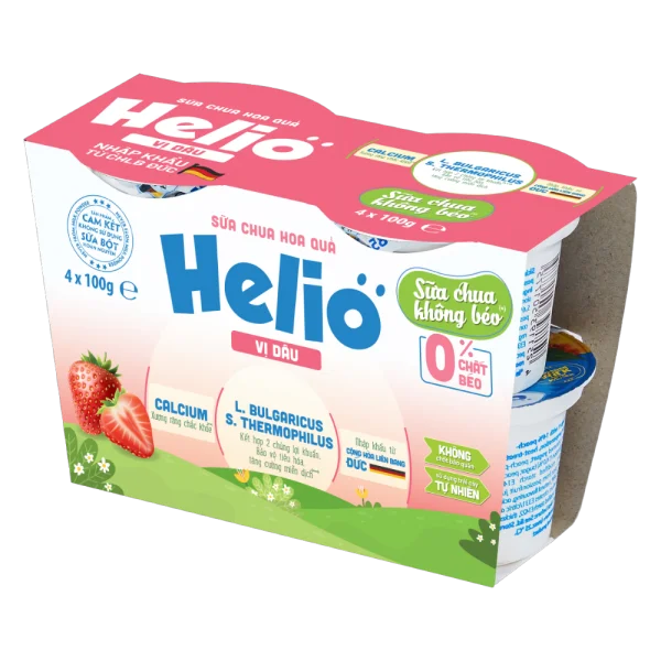 Sữa chua Helio c&oacute; h&agrave;m lượng chất b&eacute;o thấp, hỗ trợ cho b&eacute; ti&ecirc;u h&oacute;a tốt.
