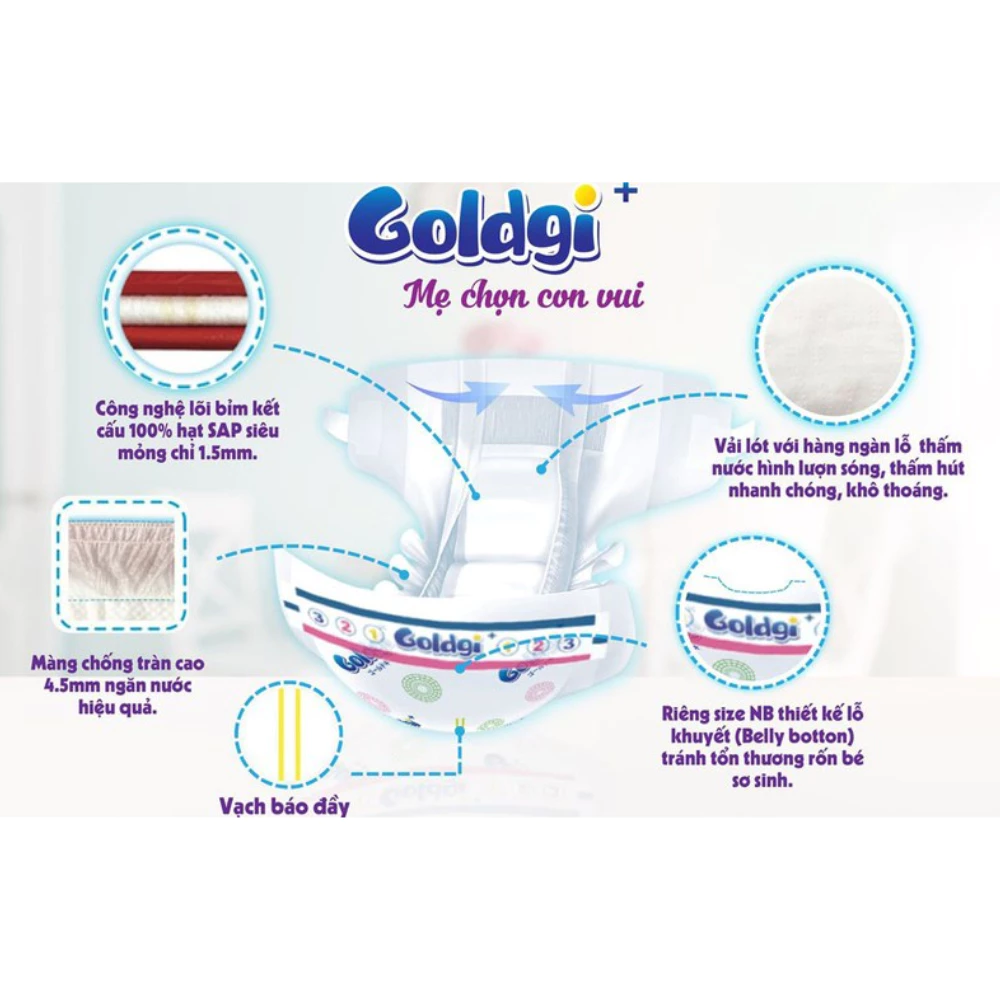 Review ưu - nhược điểm của bỉm Goldgi.