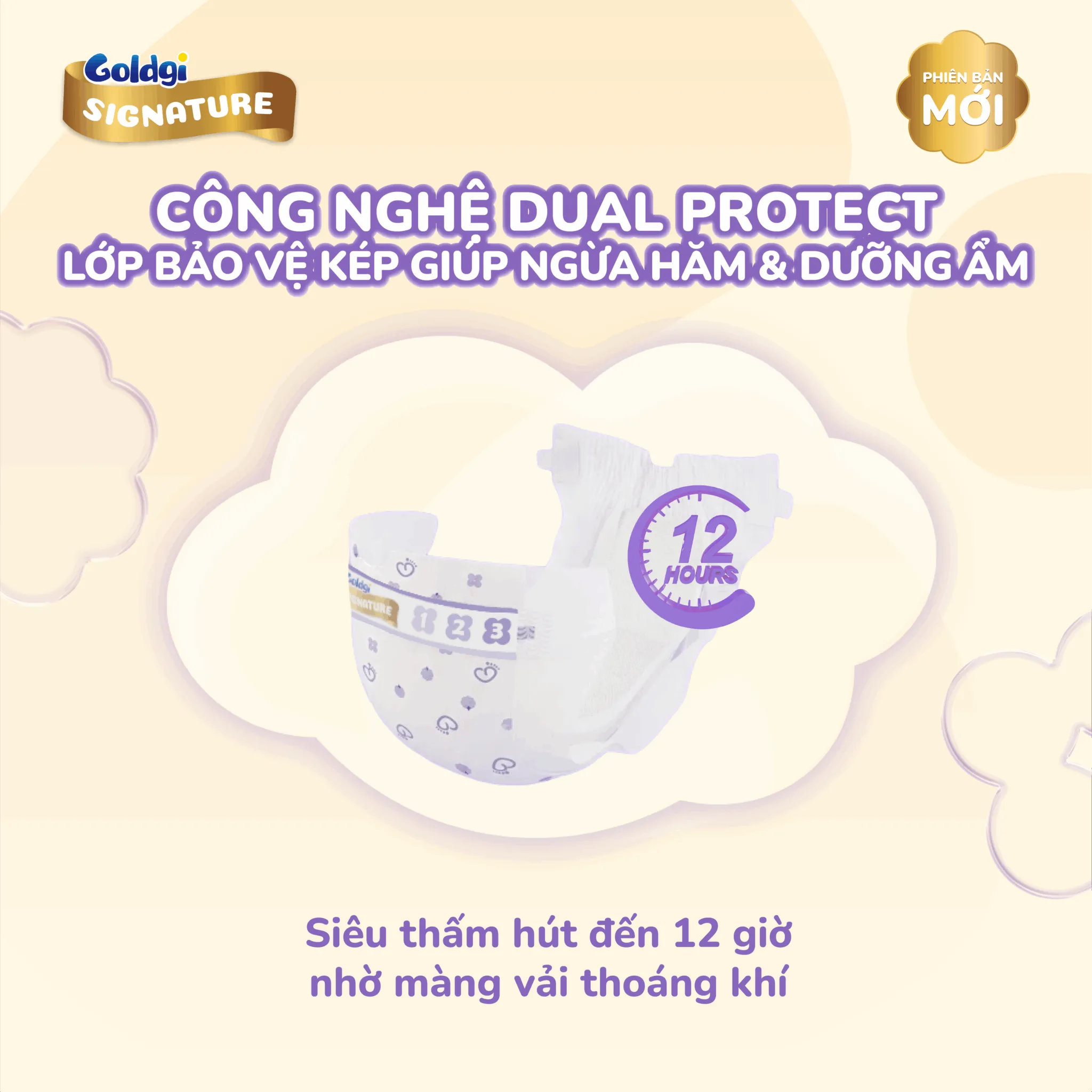 Bỉm Goldgi được trang bị m&agrave;ng vải tho&aacute;ng kh&iacute;.