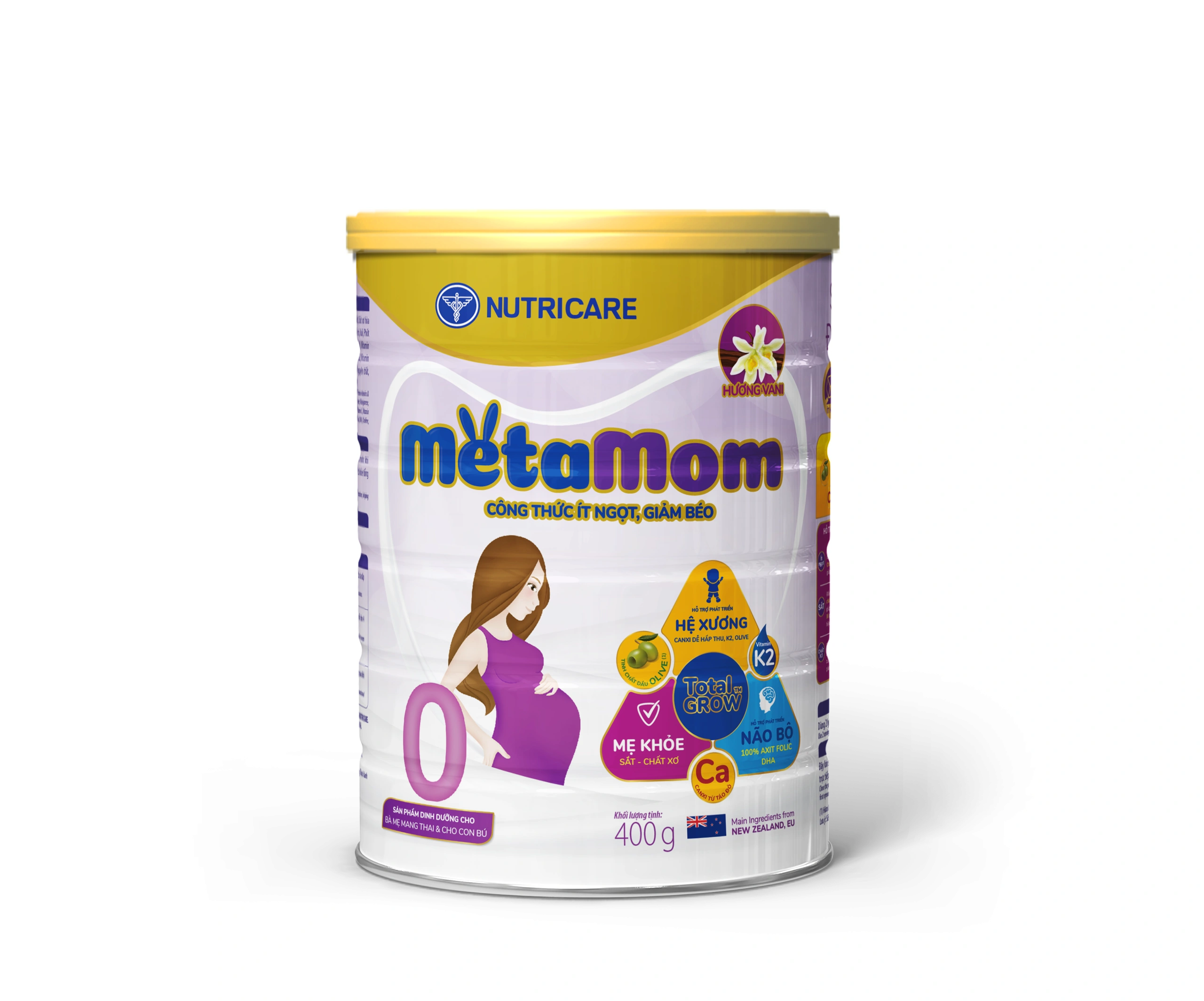 C&ocirc;ng thức của sữa bầu Metamom chứa &iacute;t đường, hỗ trợ cho mẹ tiểu đường thai kỳ ổn định chỉ số đường huyết.