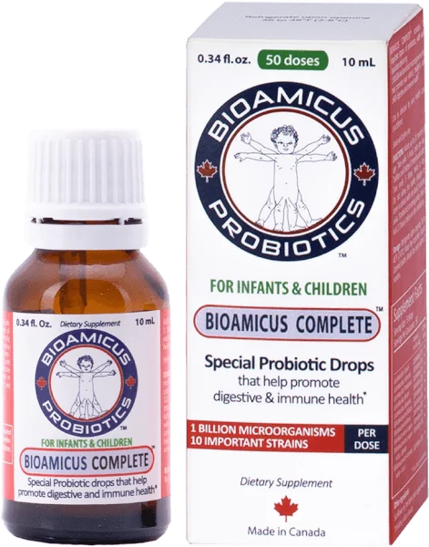 BioAmicus Complete chứa 10 chủng lợi khuẩn gi&uacute;p con ngăn ngừa rối loạn ti&ecirc;u h&oacute;a.