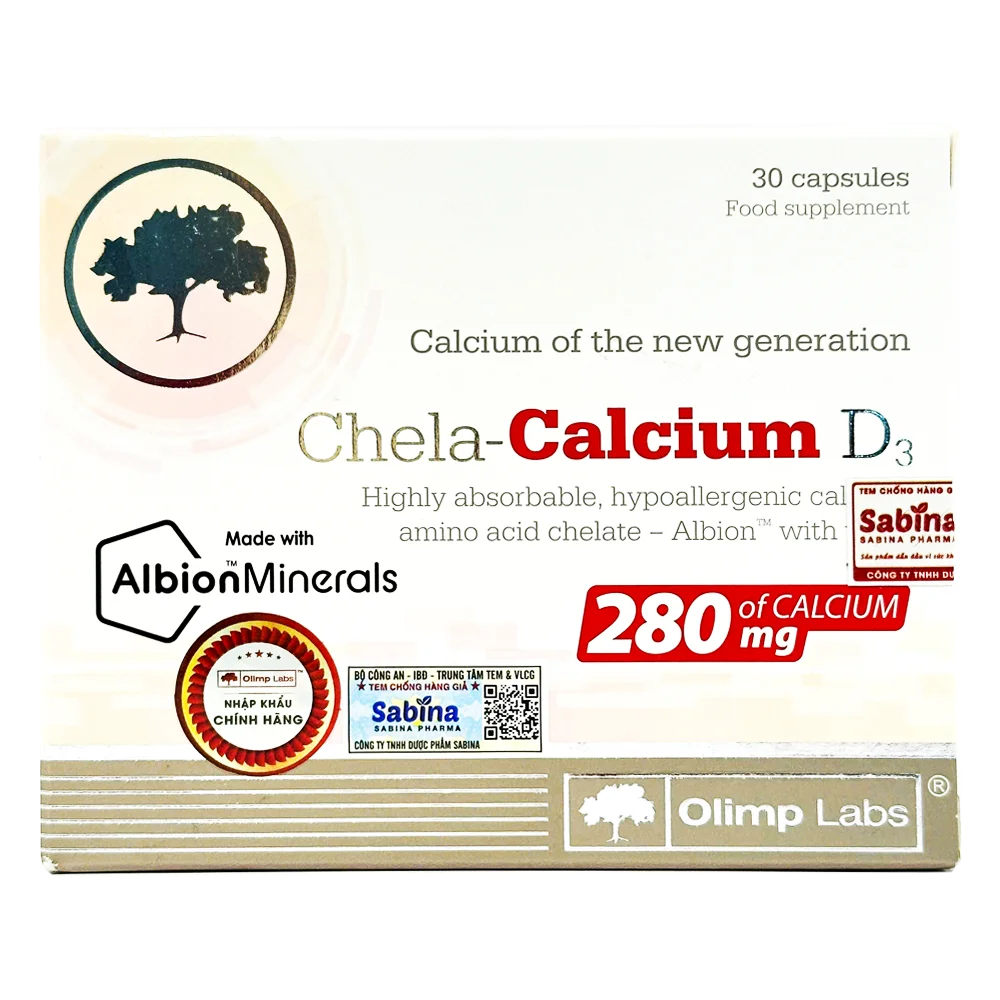 Vitamin v&agrave; canxi tổng hợp Chela calcium D3 chứa canxi dễ hấp thu, giảm nguy cơ t&aacute;o b&oacute;n cho mẹ bầu trong 3 th&aacute;ng cuối.