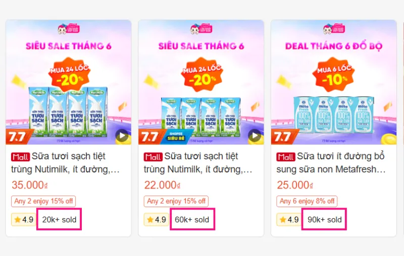 Mẹ c&oacute; thể xem lượt mua để kiểm tra shop b&aacute;n đồ sơ sinh uy t&iacute;n tr&ecirc;n Shopee.