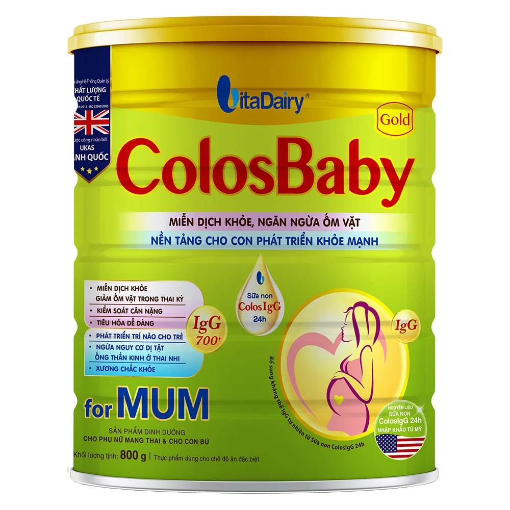 Sữa bầu Colosbaby Gold for Mum bổ sung chất xơ c&ugrave;ng đạm Whey, gi&uacute;p mẹ ti&ecirc;u h&oacute;a &ecirc;m bụng, kh&ocirc;ng lo t&aacute;o b&oacute;n.
