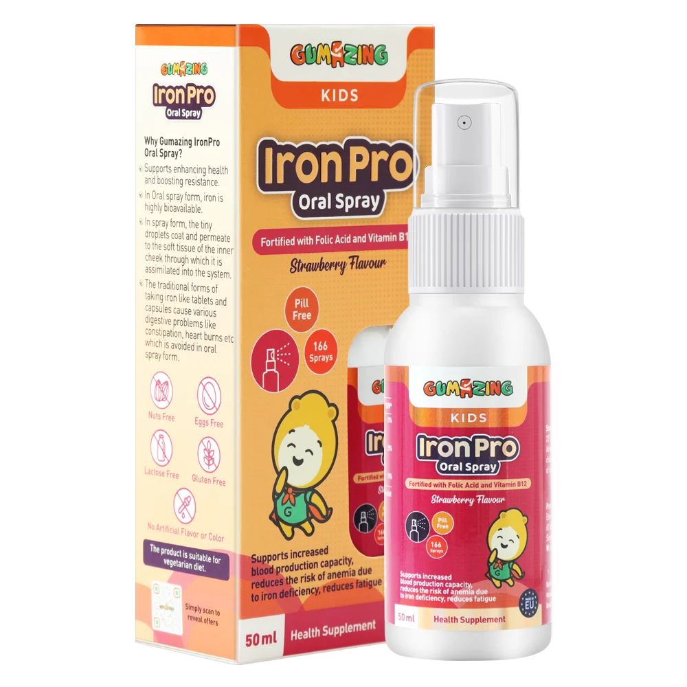 Gumazing Iron Pro Oral Spray có dạng xịt, giúp cho trẻ sơ sinh bổ sung sắt trọn vẹn.